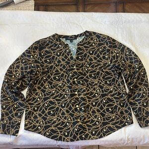 Chic Black and Gold Chain Print Blouse